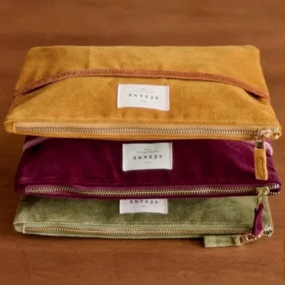 Sézane Velvet Clutch Purse Bag